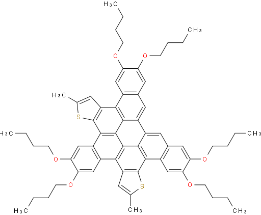 5,6,11,12,18,19-hexabutoxy-2,15-dimethyldibenzo[4,5:8,9]naphtho[1',2',3',4':12,1]peryleno[2,3-b:10,11-b']dithiophene