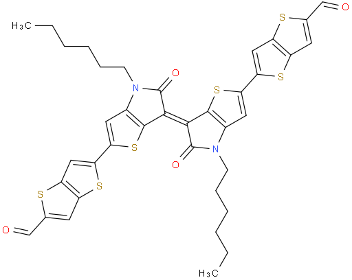 (E)-5,5'-(4,4'-dihexyl-5,5'-dioxo-4,4',5,5'-tetrahydro-[6,6'-bithieno[3,2-b]pyrrolylidene]-2,2'-diyl)bis(thieno[3,2-b]thiophene-2-carbaldehyde)